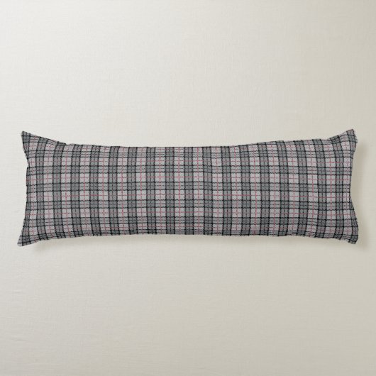 Coussins Longs Plaid de pixel dans le gris avec la rayure rouge (Devant)