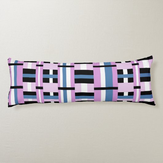 Coussins Longs Plaid en bleu ardoise, orchidée, noir & blanc (Dos)