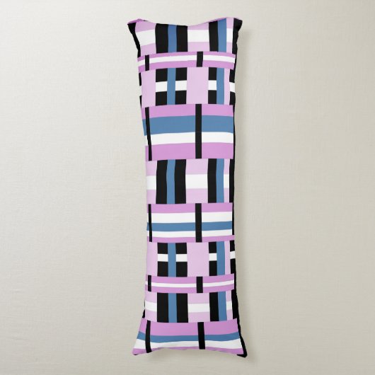 Coussins Longs Plaid en bleu ardoise, orchidée, noir & blanc (Devant (Vertical))