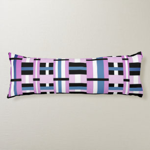 Coussins Longs Plaid en bleu ardoise, orchidée, noir & blanc