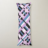 Coussins Longs Plaid en bleu ardoise, orchidée, noir & blanc (Dos (Vertical))