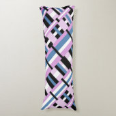 Coussins Longs Plaid en bleu ardoise, orchidée, noir & blanc (devant Vertical)