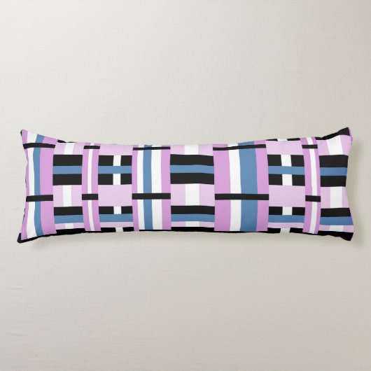 Coussins Longs Plaid en bleu ardoise, orchidée, noir & blanc (Devant)