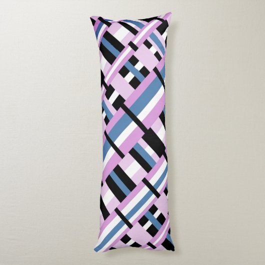 Coussins Longs Plaid en bleu ardoise, orchidée, noir & blanc (Dos (Vertical))