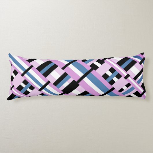 Coussins Longs Plaid en bleu ardoise, orchidée, noir & blanc (Devant)