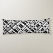 Coussins Longs Plaid en noir blanc et gris diagonal (Dos)