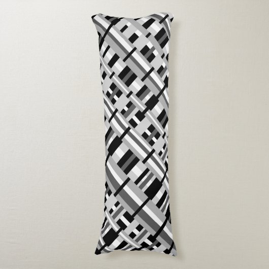 Coussins Longs Plaid en noir blanc et gris diagonal (Devant (Vertical))