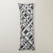Coussins Longs Plaid en noir blanc et gris diagonal (Dos (Vertical))
