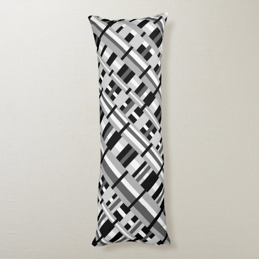 Coussins Longs Plaid en noir blanc et gris diagonal (Dos (Vertical))