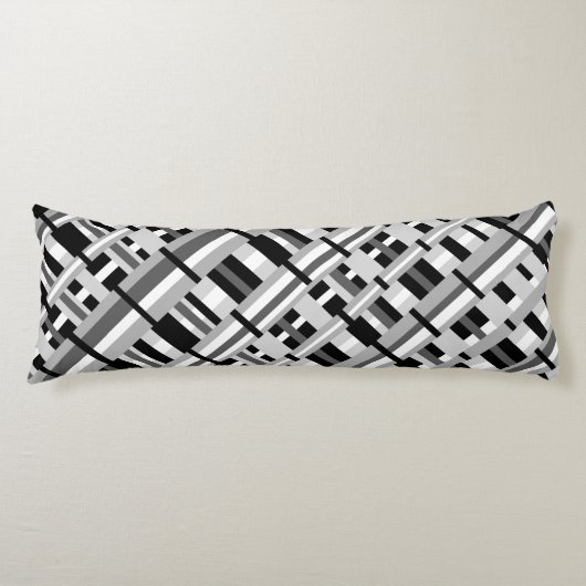 Coussins Longs Plaid en noir blanc et gris diagonal (Devant)