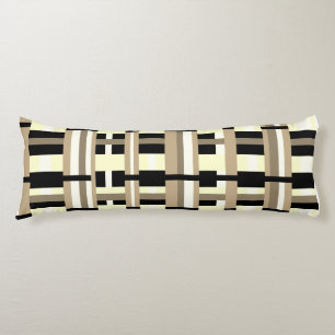 Coussins Longs Plaid en Taupe, Tan, noir, blanc
