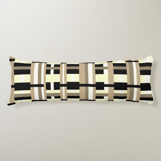 Coussins Longs Plaid en Taupe, Tan, noir, blanc (Devant)