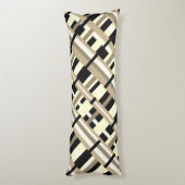 Coussins Longs Plaid en Taupe, Tan, Noir, Diagonale blanche (Dos (Vertical))