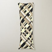 Coussins Longs Plaid en Taupe, Tan, Noir, Diagonale blanche (devant Vertical)