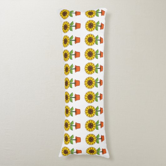 Coussins Longs Plante de tournesol Kawaii dans un pot (Devant (Vertical))
