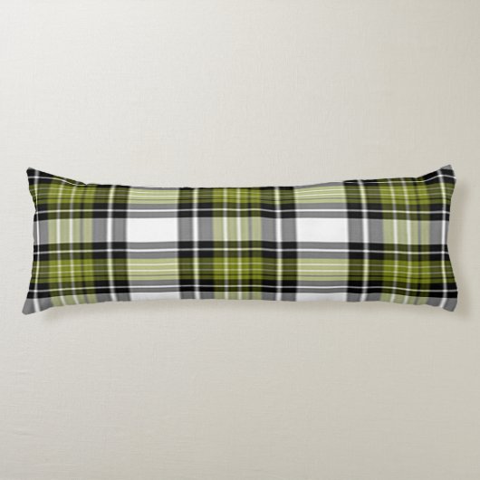 Coussins Longs Plat vert olive et noir (Devant)
