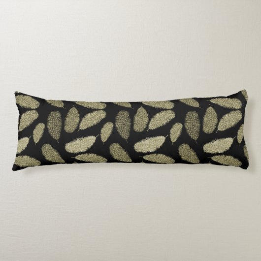 Coussins Longs Plumes d'aquarelle d'or (Devant)