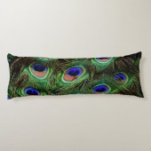 Coussins Longs Plumes Peacock Bleu Turquoise Photographie Accent  (Dos)