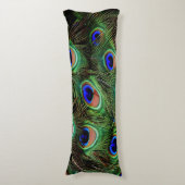 Coussins Longs Plumes Peacock Bleu Turquoise Photographie Accent  (Devant (Vertical))