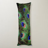 Coussins Longs Plumes Peacock Bleu Turquoise Photographie Accent  (Dos (Vertical))