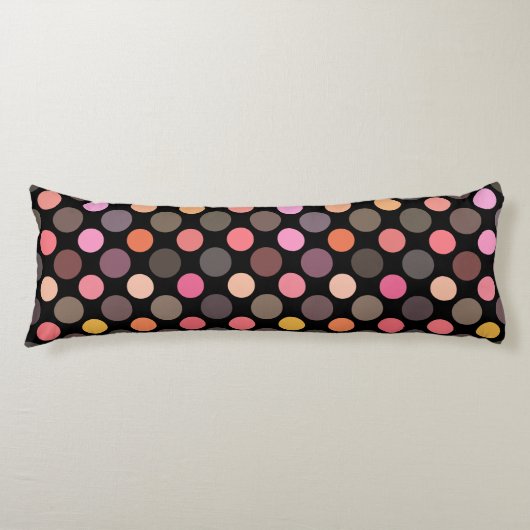 Coussins Longs points colorés sur fond noir (Devant)