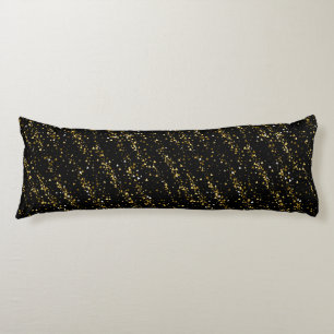 Coussins Longs Points de Triangle Doré sur Fond Noir Luxe Brillan