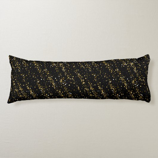 Coussins Longs Points de Triangle Doré sur Fond Noir Luxe Brillan (Devant)