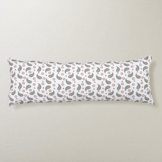 Coussins Longs Points Fleurs Paisley Motif Vert rose violet (Dos)