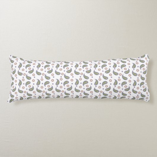 Coussins Longs Points Fleurs Paisley Motif Vert rose violet (Devant)