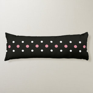 Coussins Longs points rose, noir et blanc