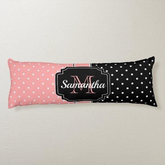 Coussins Longs Points roses et noirs (Dos)