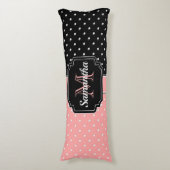 Coussins Longs Points roses et noirs (Devant (Vertical))