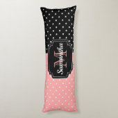 Coussins Longs Points roses et noirs (Dos (Vertical))