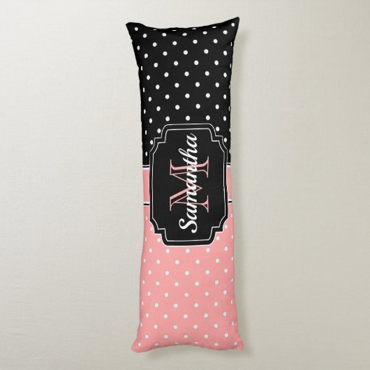 Coussins Longs Points roses et noirs (Dos (Vertical))