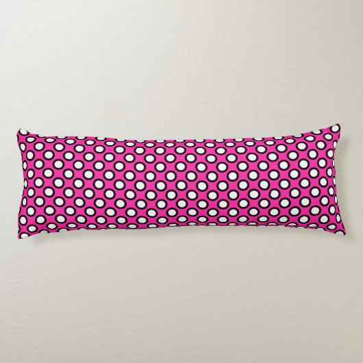 Coussins Longs Points tournés, fuchsia, noir et blanc (Dos)