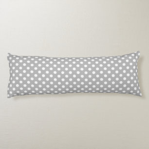 Coussins Longs Pois blancs sur Chrome Grey Arrière - plan