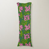 Coussins Longs Pois doux et bourdons, vert et rose (Devant (Vertical))