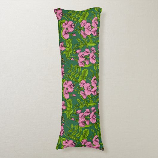 Coussins Longs Pois doux et bourdons, vert et rose (Devant (Vertical))