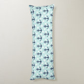 Coussins Longs Pois et ancres en bon état nautiques de bleu (Dos (Vertical))