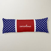 Coussins Longs Pois mignon, Blanc rouge & Bleu, Ajouter votre nom (Dos)