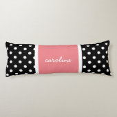 Coussins Longs Pois mignon, noir/blanc & Rose, Ajouter votre nom (Dos)