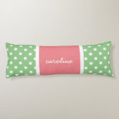 Coussins Longs Pois mignons, Lime & Rose, Ajouter votre nom (Dos)