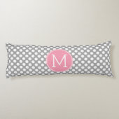 Coussins Longs Pois Pastel rose et gris avec monogramme personnal (Dos)