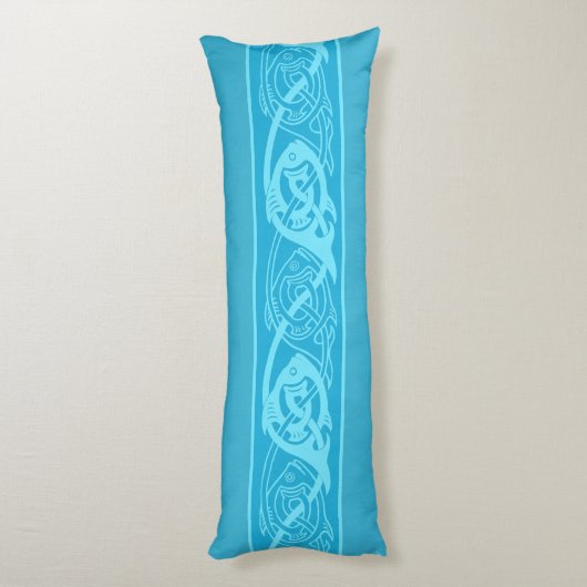 Coussins Longs Poisson à nouer celtique en bleu (Dos (Vertical))
