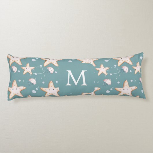 Coussins Longs Poisson étoilé vert cygne foncé monogramme (Dos)