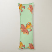Coussins Longs Poisson rouge fantaisiste d'art folklorique | Fant (Dos (Vertical))