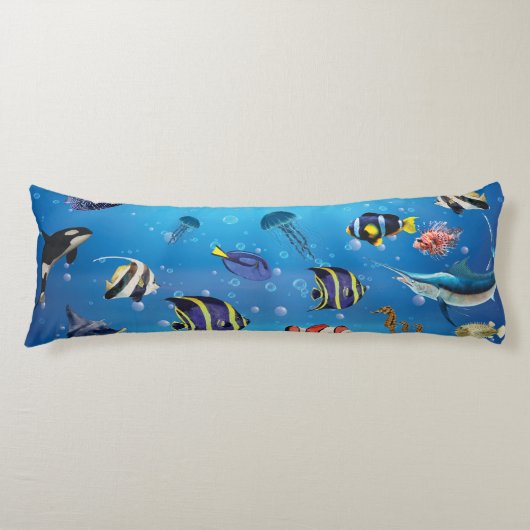 Coussins Longs Poissons tropicaux nageant Fond (Devant)
