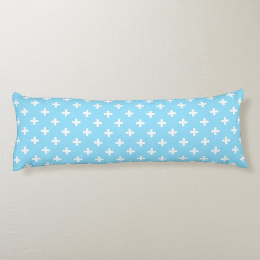 Coussins Longs Polka blanche croise sur bleu bébé (Dos)