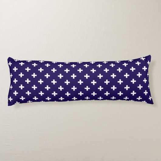Coussins Longs Polka blanche croise sur bleu marine (Dos)