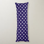 Coussins Longs Polka blanche croise sur bleu marine (Dos (Vertical))